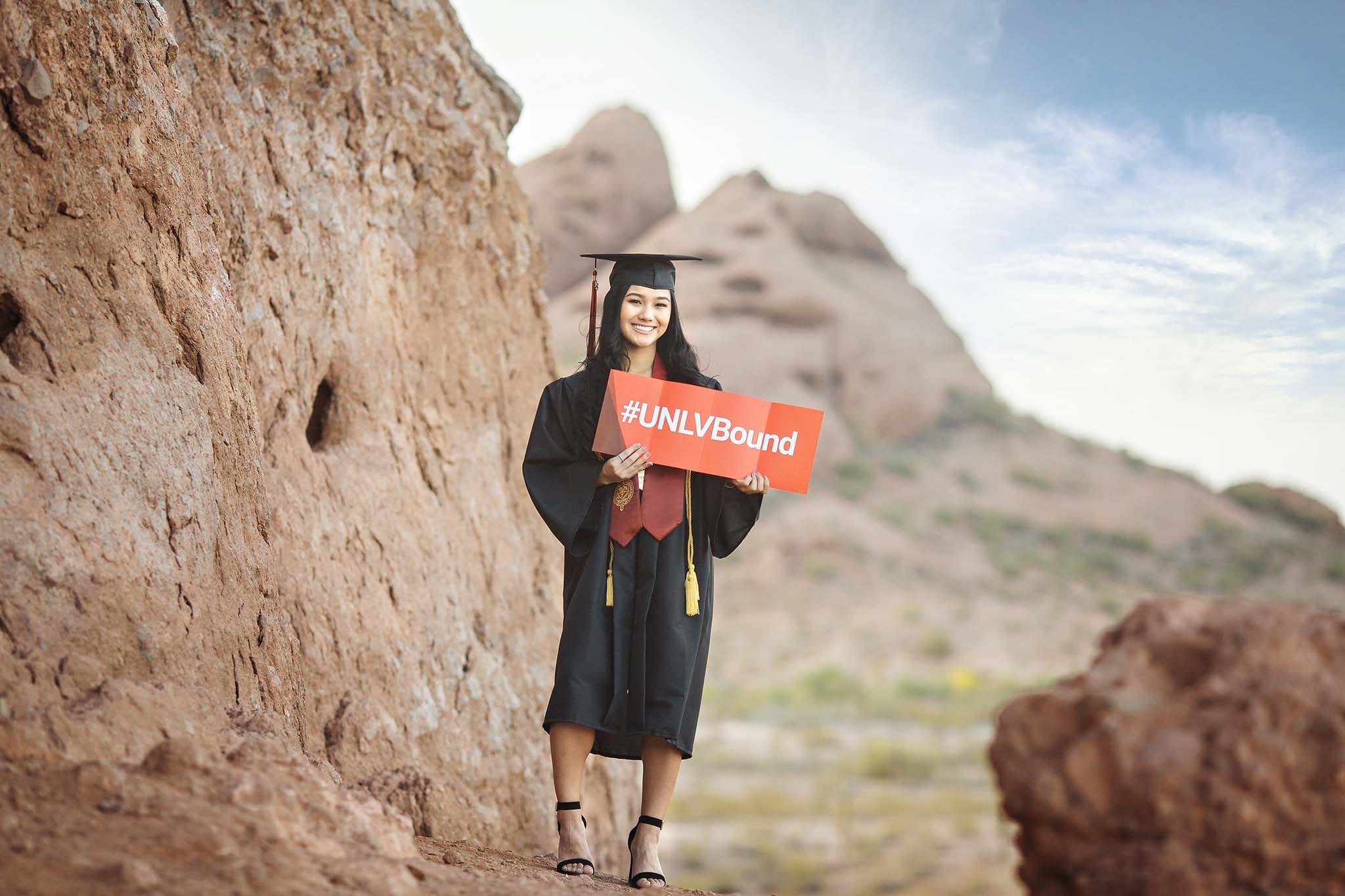 Graduation Photos at the top of the Hole in the Rock at papago Park near Central Phoenix