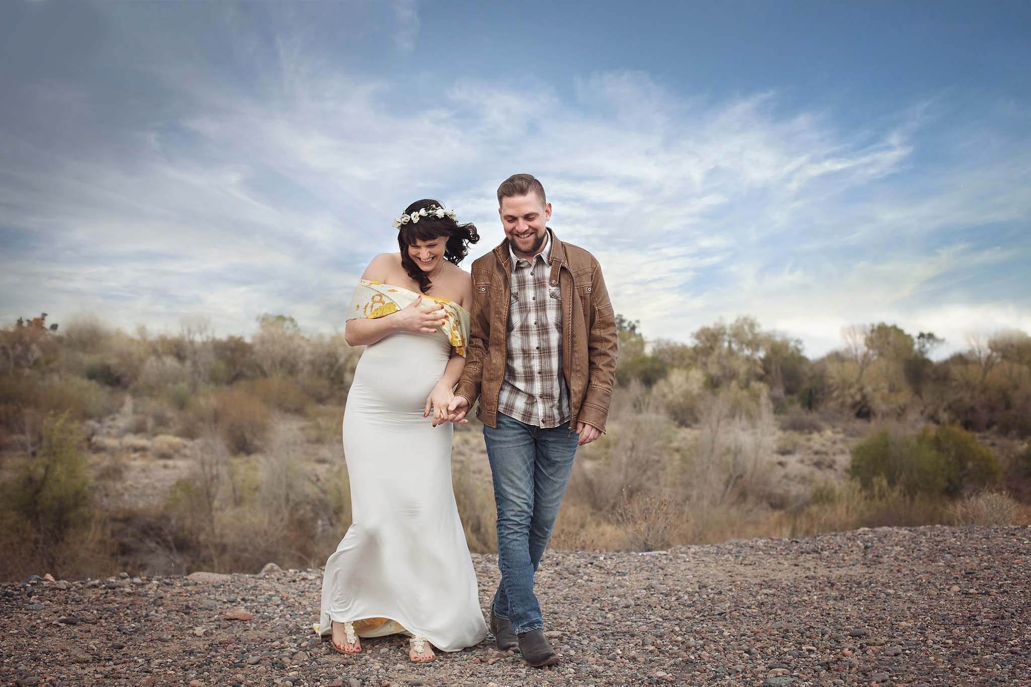 Candid maternity couples photo by best maternity photographer in Arizona.
