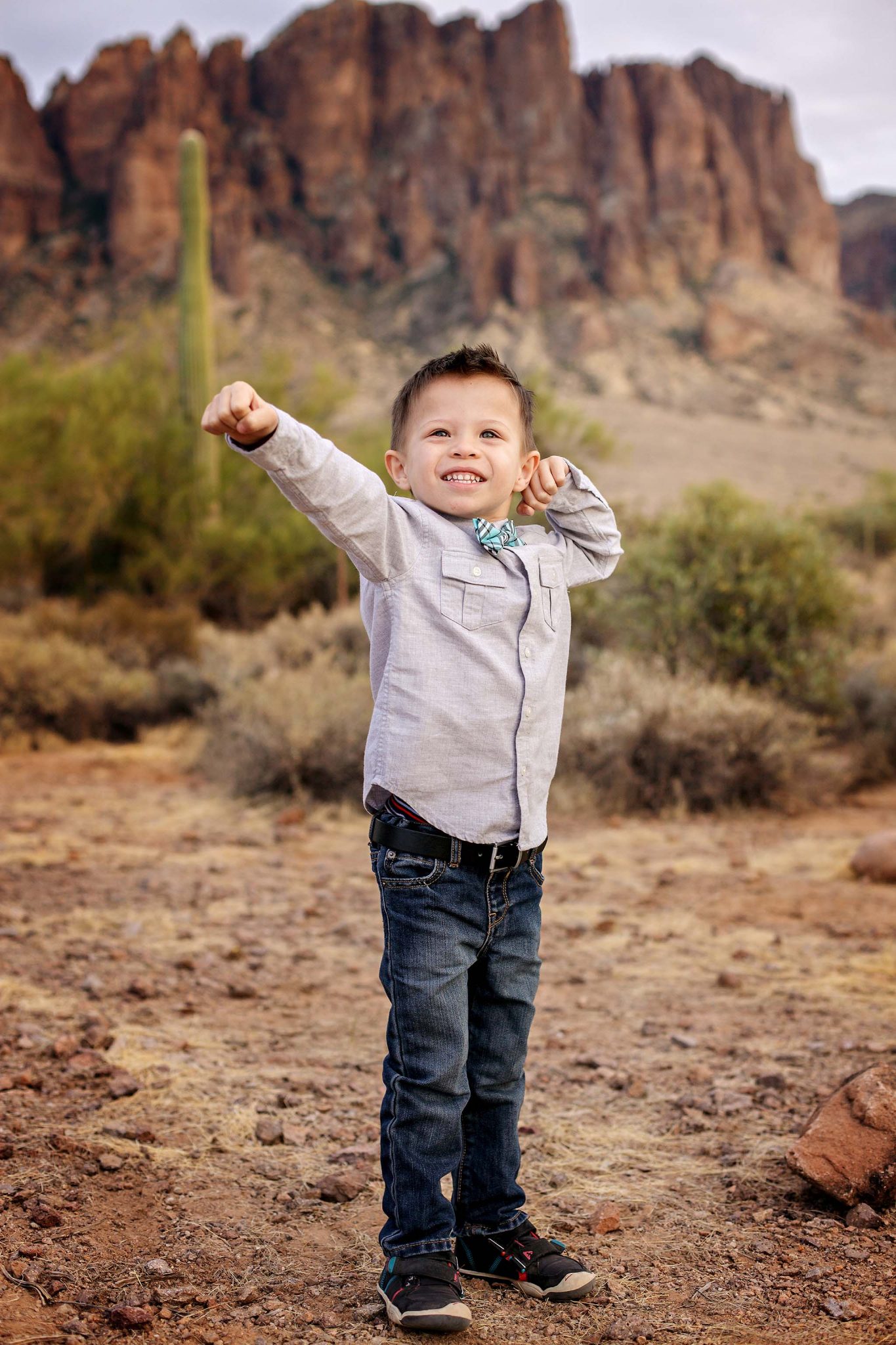 4 year old boy portrait at Lost Dutchman State Park in Phoenix, AZ