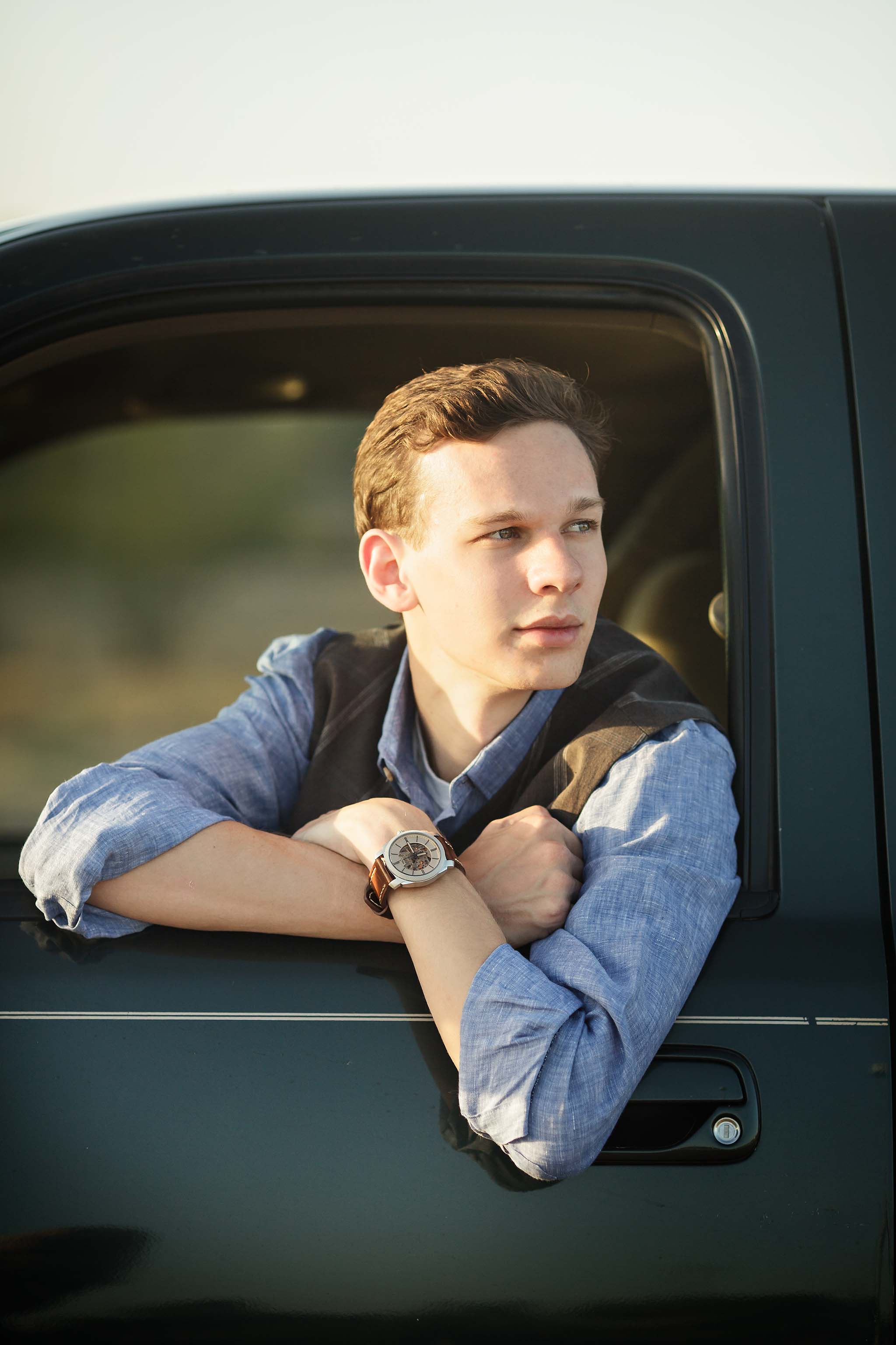 High school senior photos with a truck
