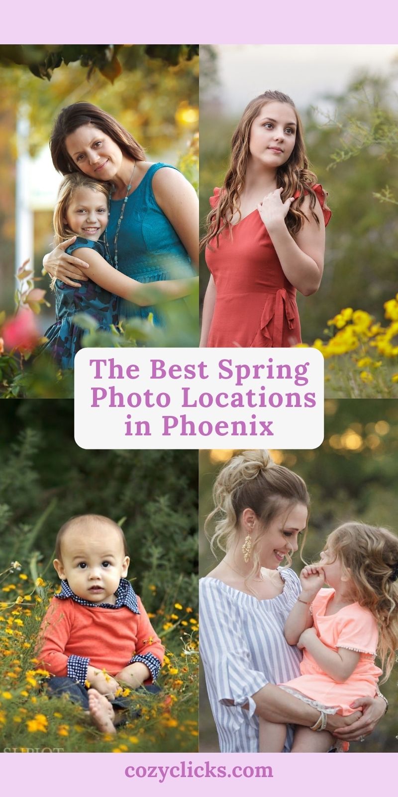 Locations with flowers and green trees in Phoenix Arizona.  Beautiful spring time picture locations.
