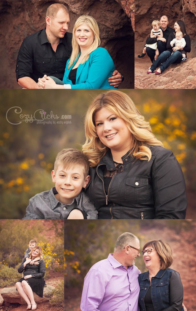 Extended family photography at Papago Park in Phoenix