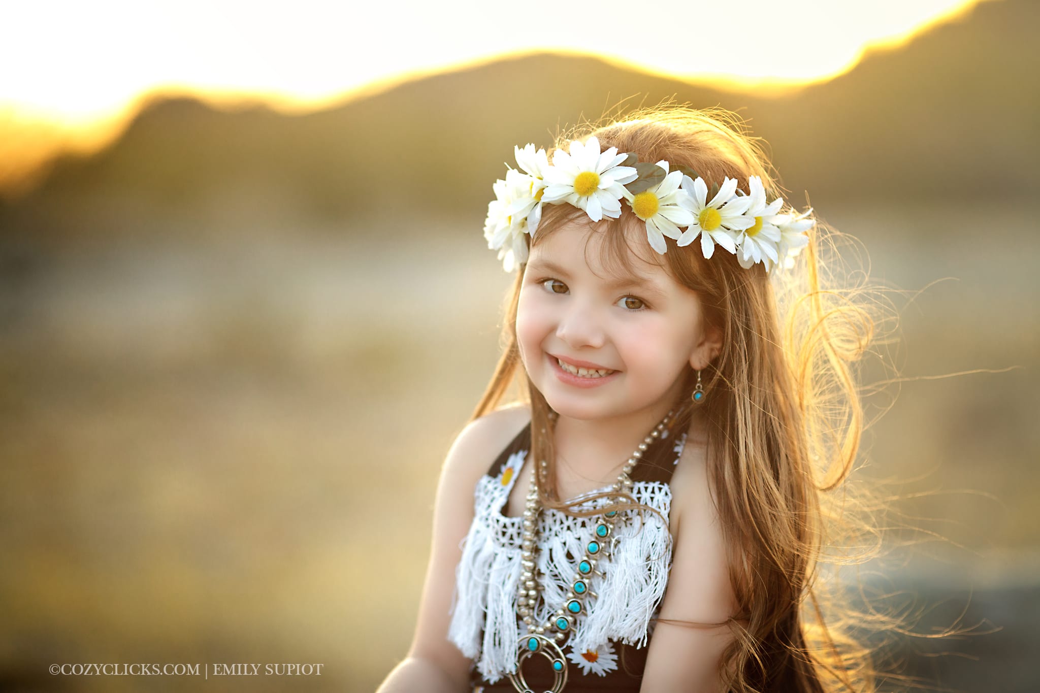 Child Portraits taken at suntset by the mountains in Phoenix