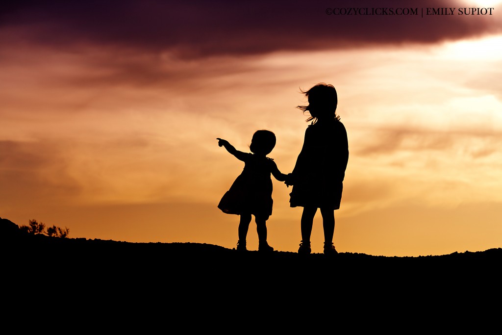 Children's Photography in Phoenix silhouette shot on mountain