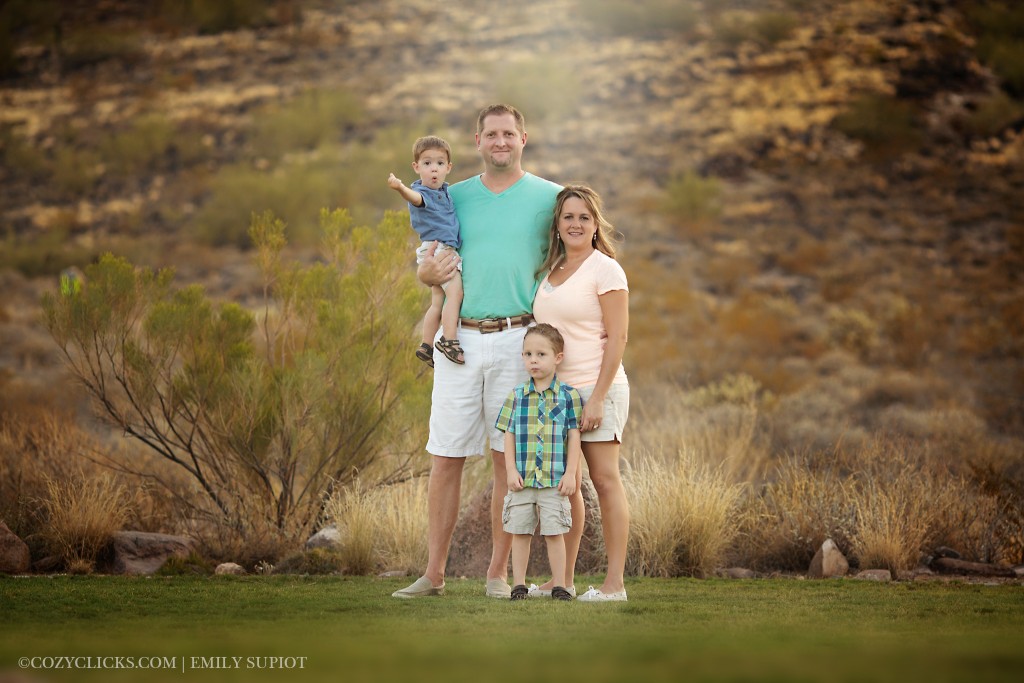 Family photography in Phoneix with mountain backgrounds at sunrise