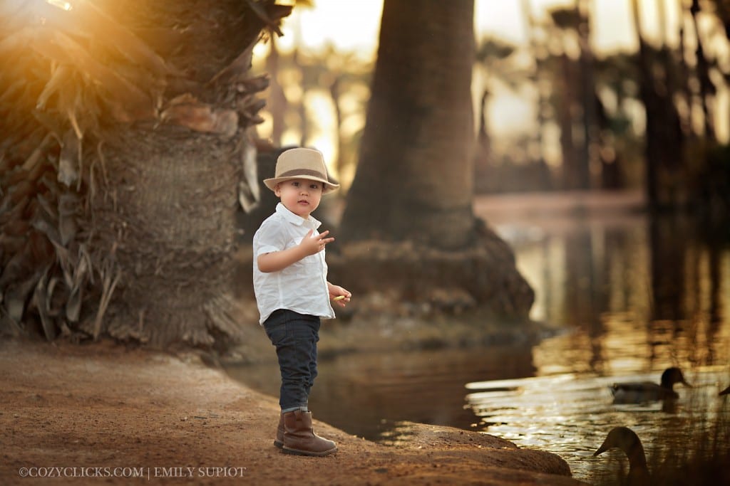 Two year old portraits taken in Phoneix near the water at papago park
