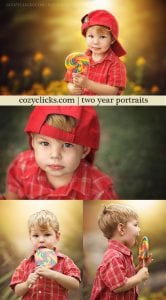 Adorable Two Year Portraits with lollipop. Fun poses! See more here!