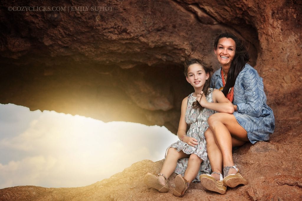 Mother and Daughter portrait at the Hole in the Rock at Papago Park