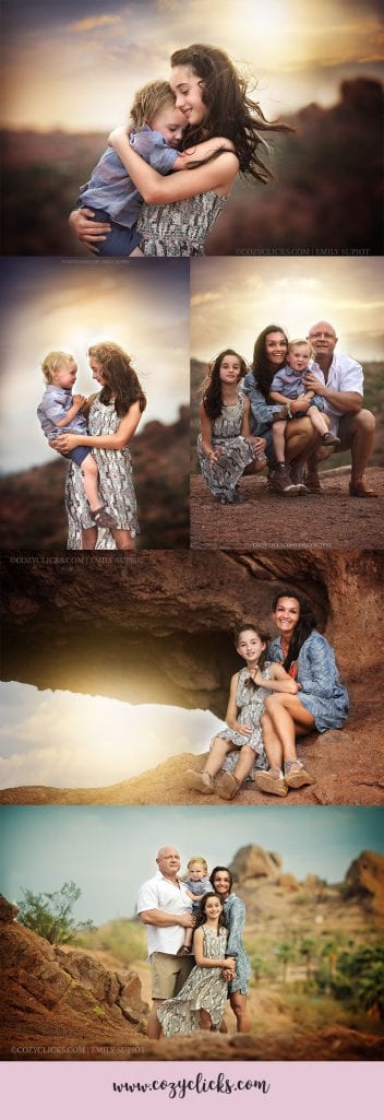 Looking for natural family posing ideas. Click here to see natural poses of this beautiful family of four in Phoenix!