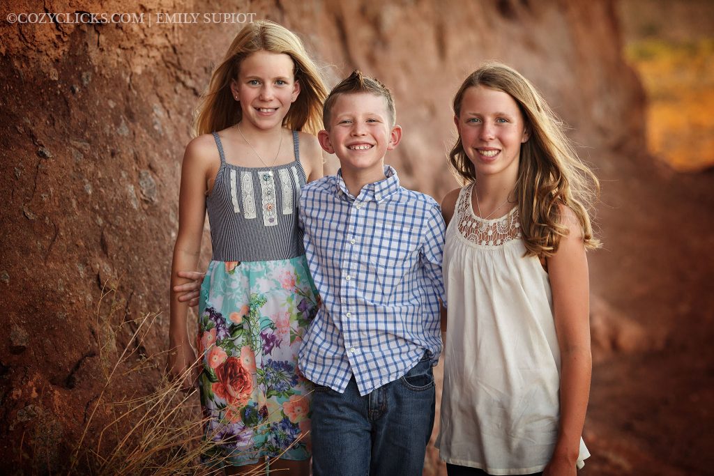 Child photography in Phoenix, AZ in the mountains at sunet