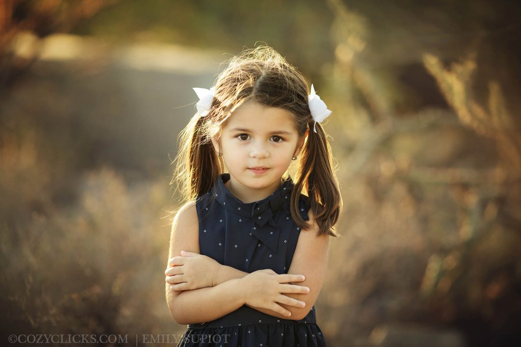 4 year old girl portrait taken outdoors in Scottsdale, AZ