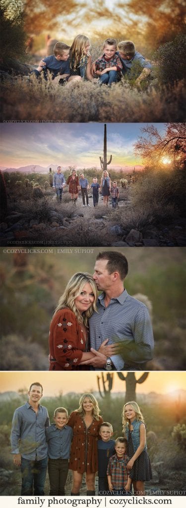 Beautiful family portrait poses in the desert in Phoenix