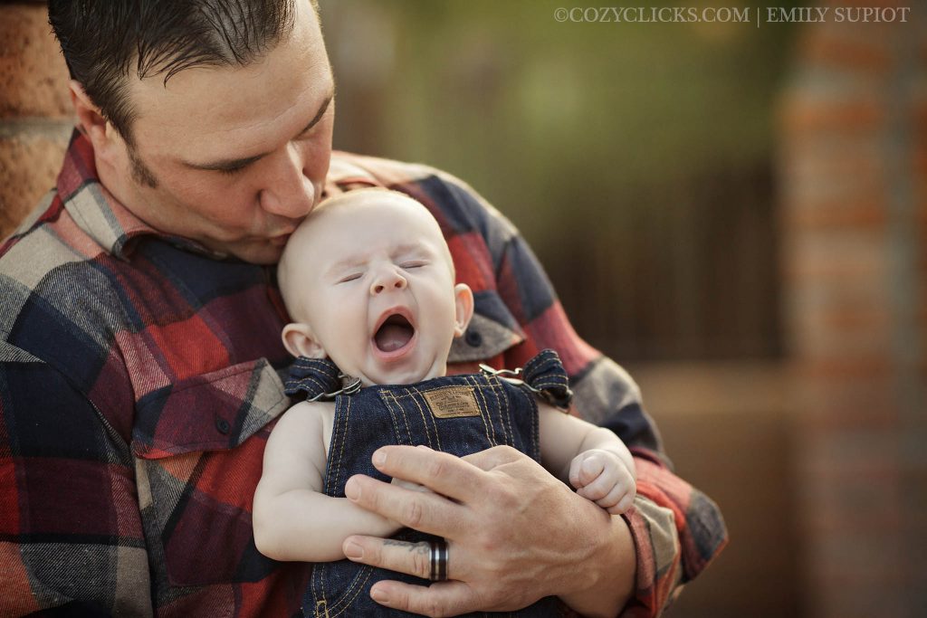 Dad and son portrait at 3 months old in Fmaily photo in Phoenix, AZ