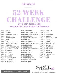 Are you a photographer looking to challenge yourself this year? Come join me in a 52 week photo challenge!