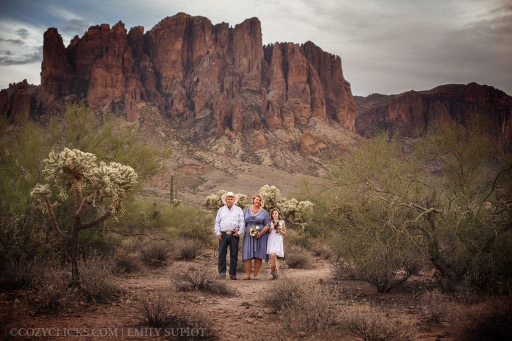Newlyweds in the desert in their Phoenix wedding photography portriat