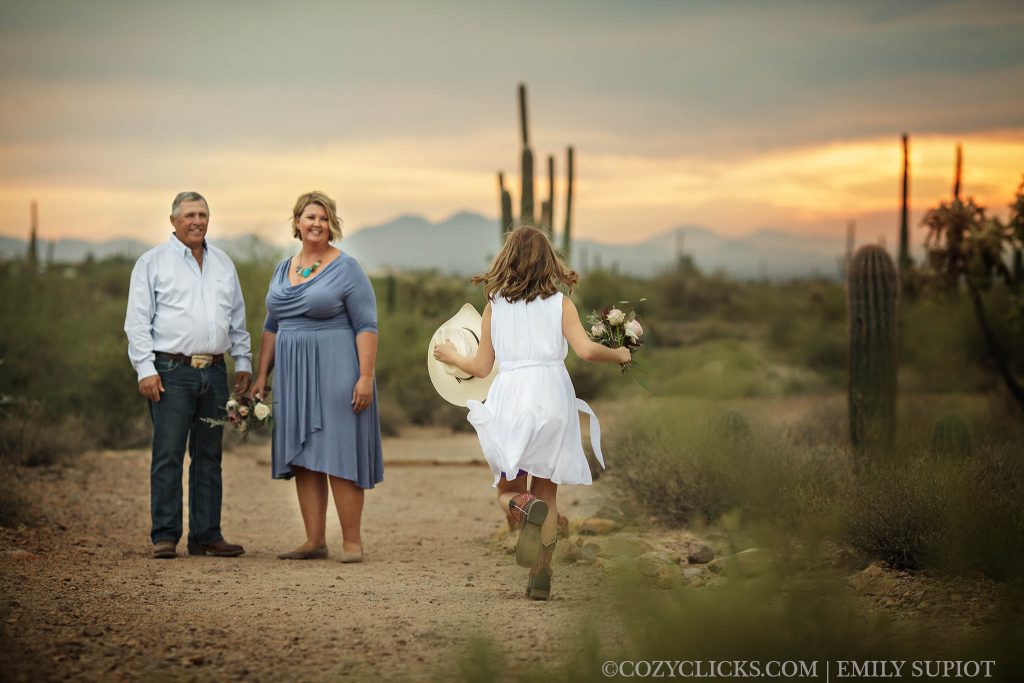 End of cermony shots in Phoenix desert wedding photogrpahy