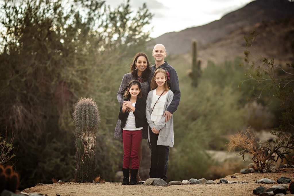 Family of four portrait taken by best family photographer in Phoenix