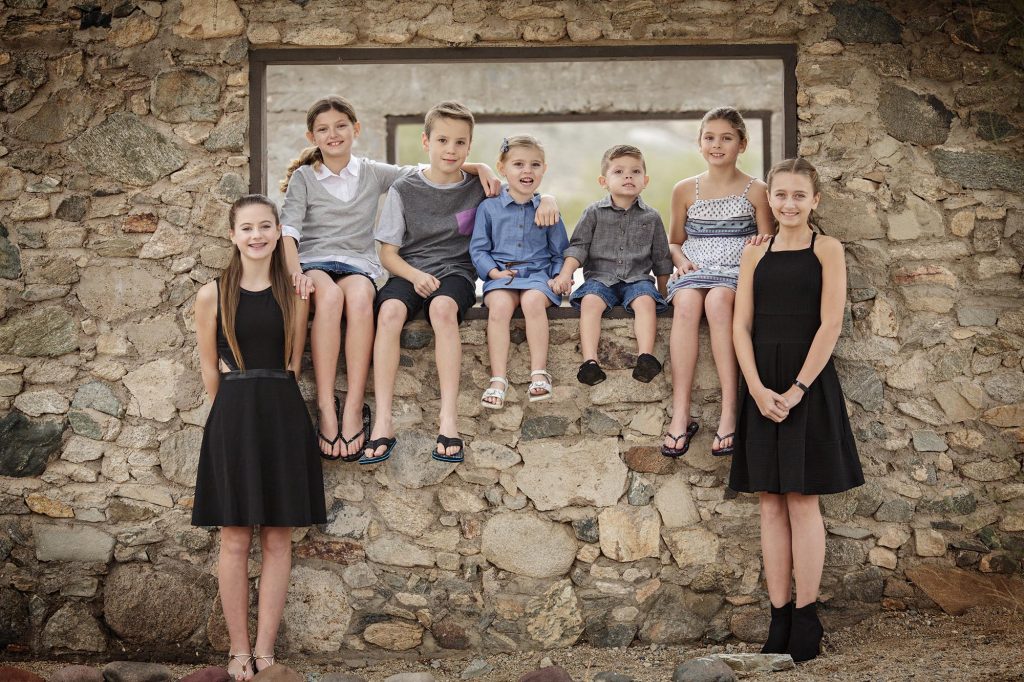 Portrait with 7 kids taken at Scorpion Gulch in Phoenix, AZ
