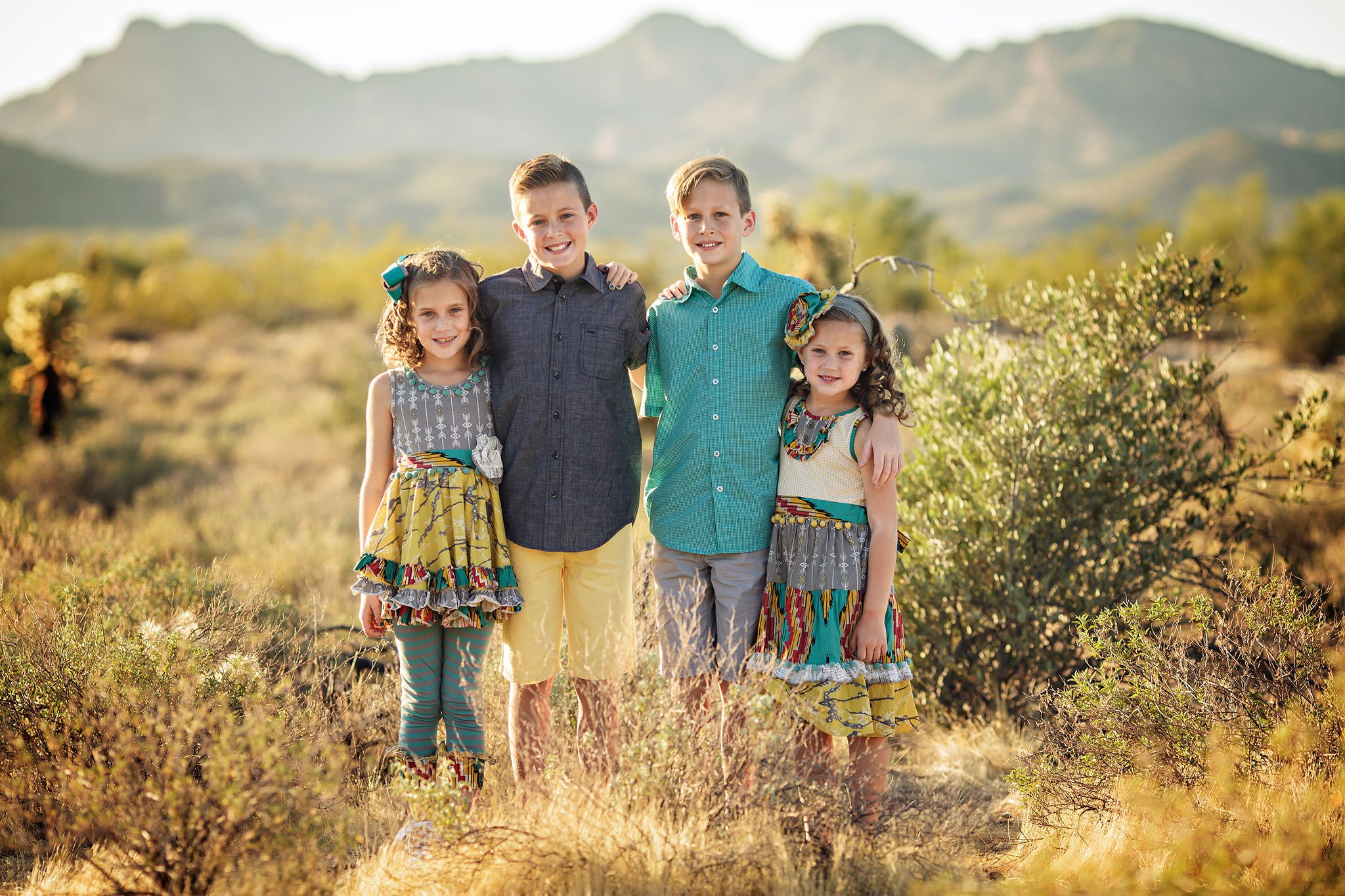Sibling photography in the desert near Apache Junction, Arizona