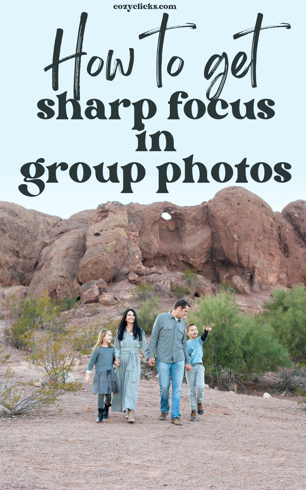 Learn easy photography tips for getting sharp focus in group photos.  Tricks for getting clear pictures when shooting families! Read here!