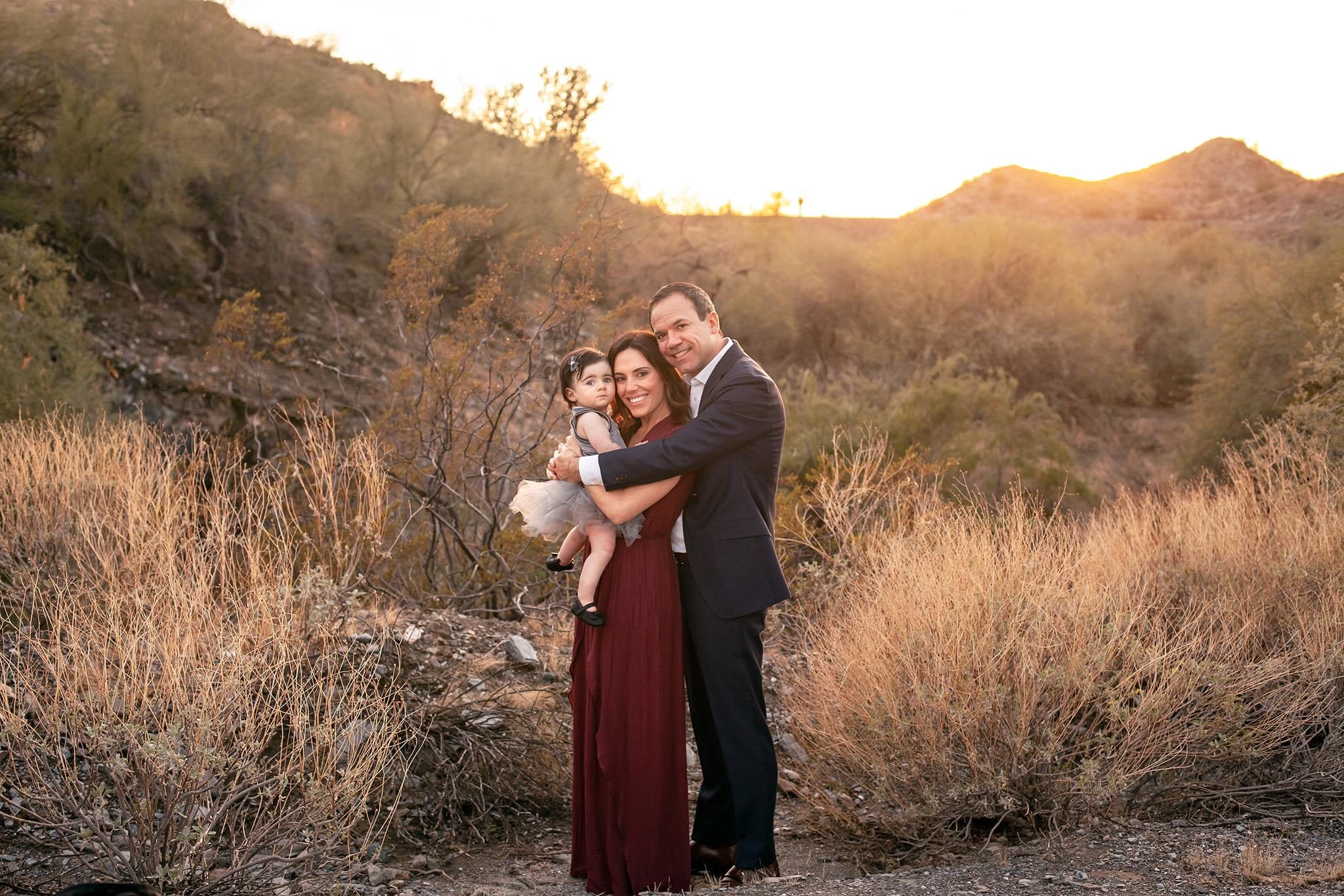 Phoenix Family Photographer shoots in the mountains at sunset