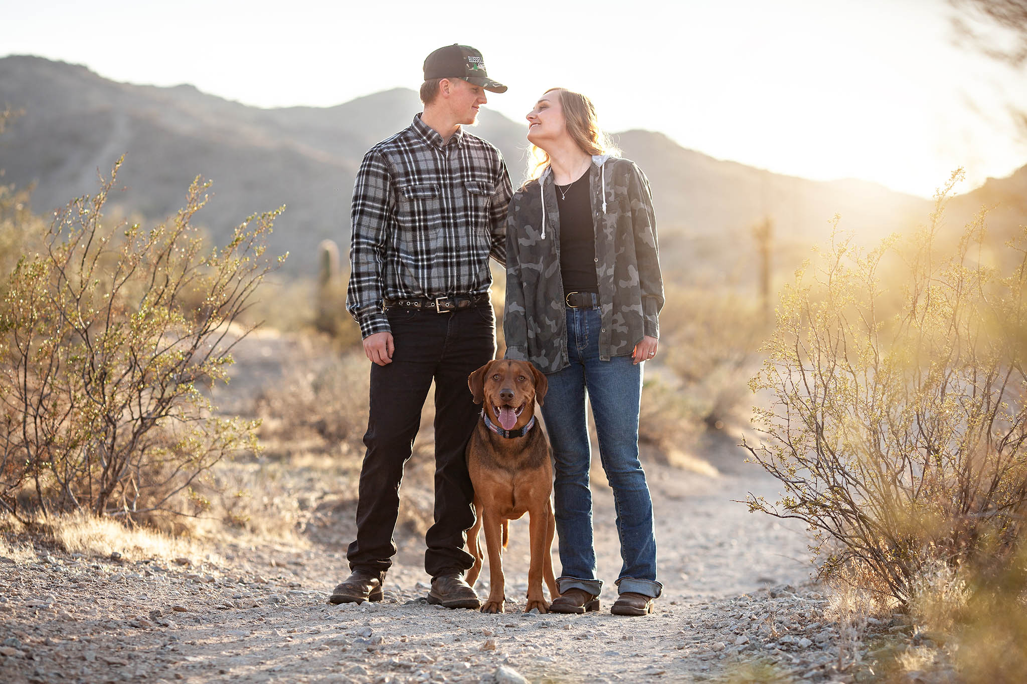 Desert Photo Locations in Phoenix Arizona Couples photography with pets!
